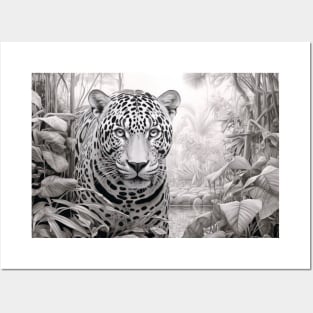 Panther Animal Predator Wild Nature Ink Sketch Style Posters and Art